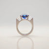 RG208BL B.Tiff 3-Stone 3 ct Blue Emerald Cut Engagement Ring by B.Tiff New York (Retail)