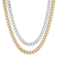 TWO-TONED DOUBLE CURB CHAIN NECKLACE by eklexic