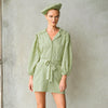 MEGHAN Mini Gingham Dress, in Lime Green by BrunnaCo