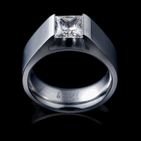 RG097W B.Tiff Tension 1 ct Princess Cut Tall Solitaire Ring by B.Tiff New York (Retail)