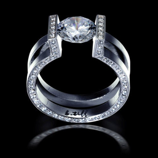 RG108W B.Tiff 2 ct Round Solitaire Interlocking Engagement Ring by B.Tiff New York (Retail)