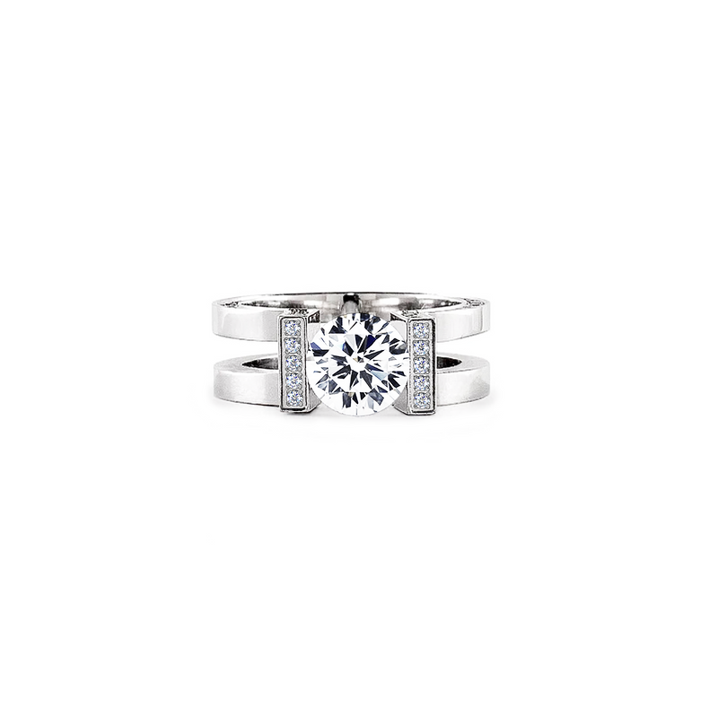 RG108W B.Tiff 2 ct Round Solitaire Interlocking Engagement Ring by B.Tiff New York (Retail)