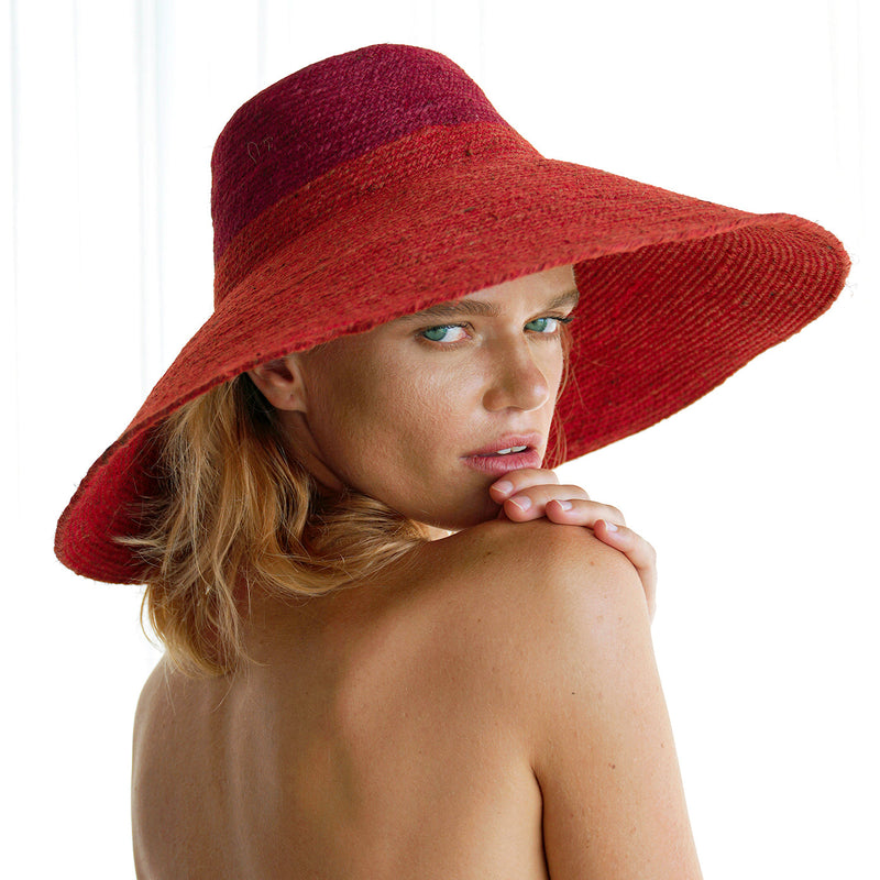 Maroon Straw Hat