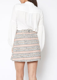 Pink Striped Tweed Mini Skirt by Shop at Konus