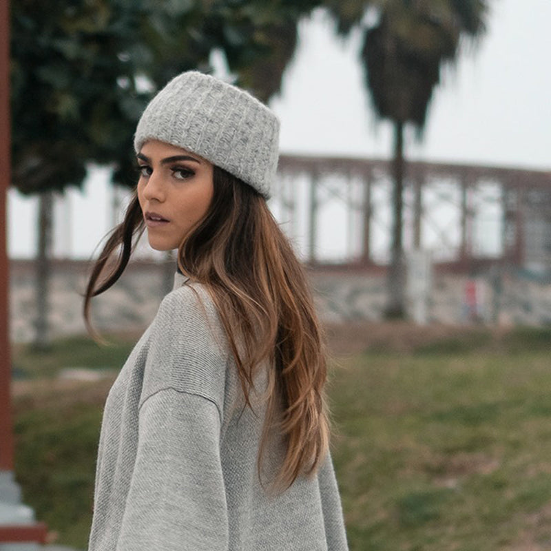 Gray Ribbed Alpaca Ear Warmer by SLATE + SALT