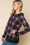 PLAID MIXED HOODIE SWEATSHIRT TOP