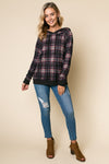 PLAID MIXED HOODIE SWEATSHIRT TOP