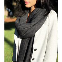 Charcoal Handloom Cashmere Scarf by SLATE + SALT