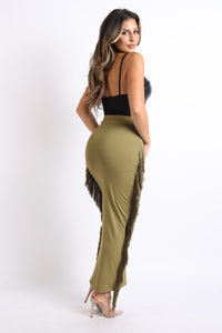 Fringe maxi skirt