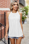 Eyelet Round Neck Sleeveless Top