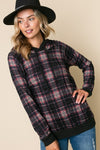 PLAID MIXED HOODIE SWEATSHIRT TOP