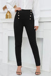 Front view of Adjustable Elastic Waist Slim Pants