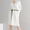 Sakiya Pleated Long Sleeve Shirt Dress - White by Marigold Shadows