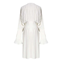 Sakiya Pleated Long Sleeve Shirt Dress - White by Marigold Shadows