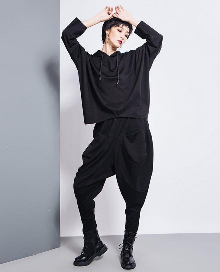 Tanaka Pocket High Waist Harem Pants - Black