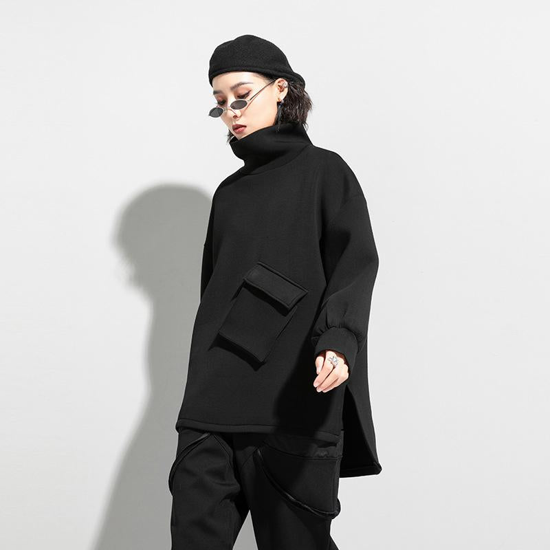 Tamaka Pocket Turtleneck Long Sleeve Shirt by Marigold Shadows