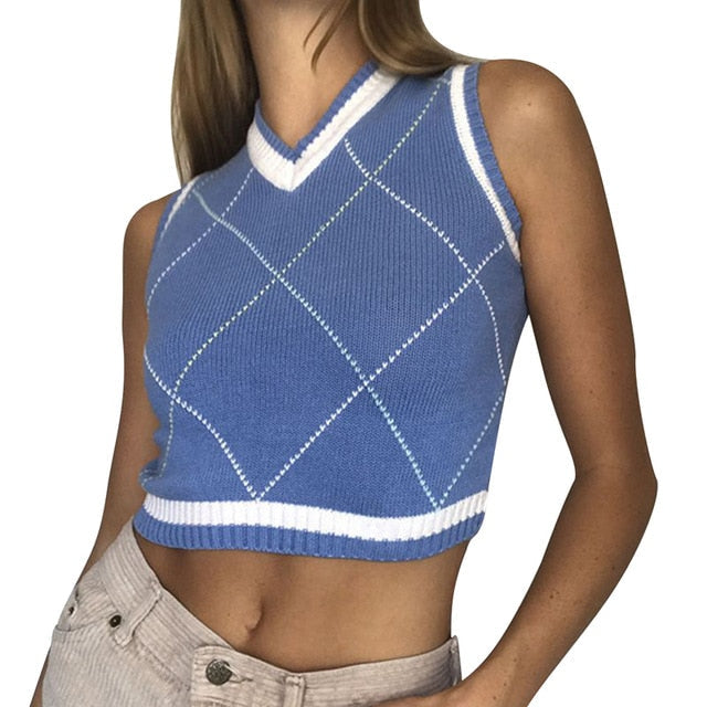 90s Vintage Vest Crop Tops