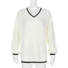 V Neck Preppy Cream Sweater by White Market