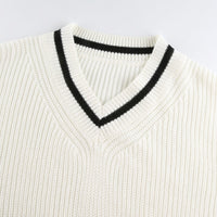 V Neck Preppy Cream Sweater by White Market