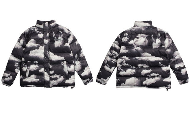 Blue Sky And Clouds puffer Coat by White Market