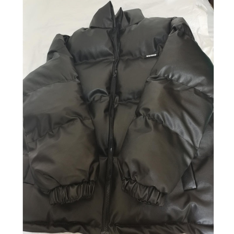 Vegan Leather Puffer Jacket by White Market