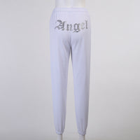 Angel Studded Rhinestone Sweatpants