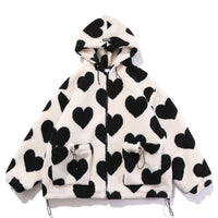 Oversized Hearts Sherpa Coat by White Market