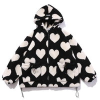 Oversized Hearts Sherpa Coat by White Market