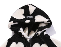 Oversized Hearts Sherpa Coat by White Market