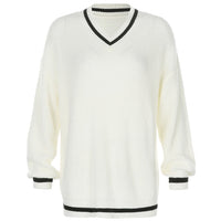 V Neck Preppy Cream Sweater by White Market