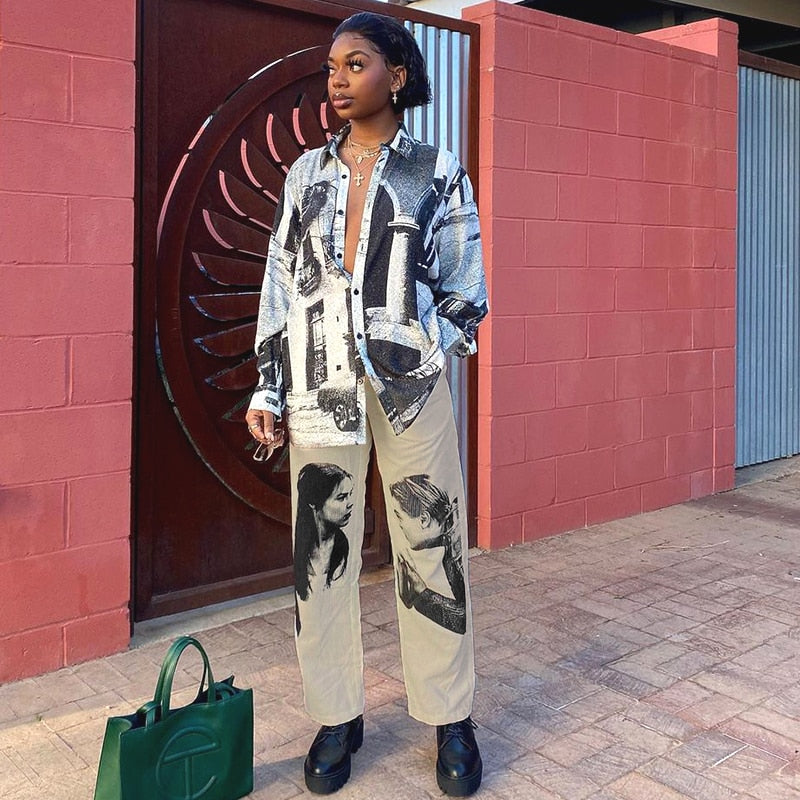 Model outside a house wearing Romeo & Juliet Corduroy Trousers